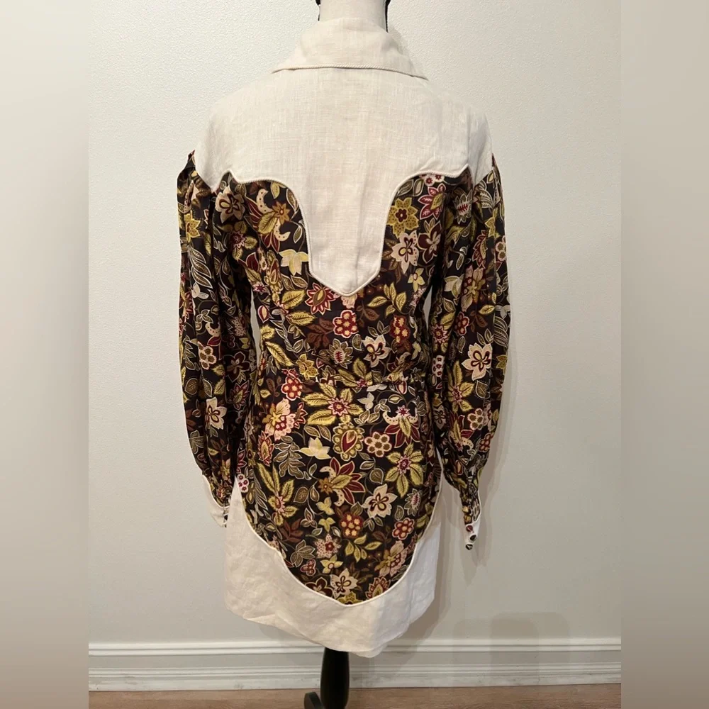 Alemais Floral Puff Sleeve Dress - Cream and Multicolor - Picture 6 of 9